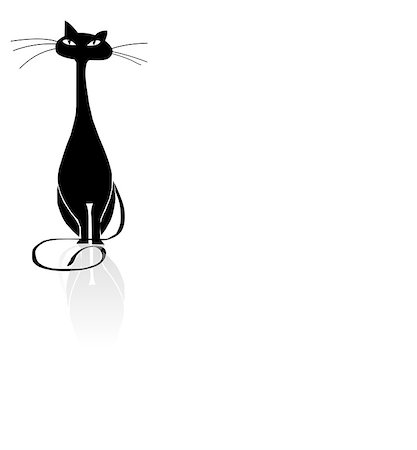 Vector of black cat on white background. Photographie de stock - Aubaine LD & Abonnement, Code: 400-07036498