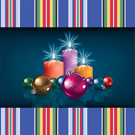 simsearch:400-07035531,k - Abstract Christmas background with decorations and candles Fotografie stock - Microstock e Abbonamento, Codice: 400-07036493