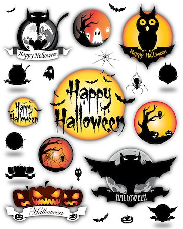 Illustration of cartoon animated Halloween different elements. Photographie de stock - Aubaine LD & Abonnement, Code: 400-07036544