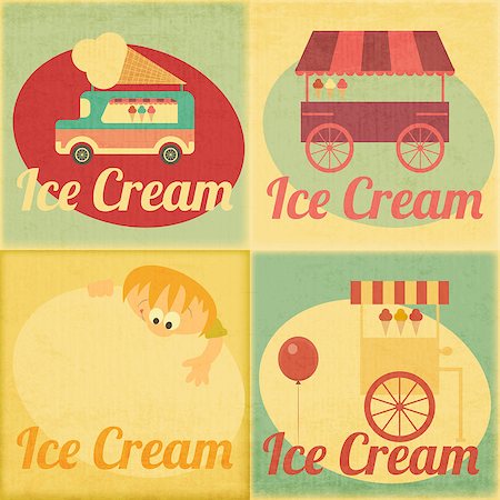 set cream - Set of Ice Cream Retro Labels in Vintage Style - Collection of Ice Cream Design Elements. Vector illustration. Stock Photo - Budget Royalty-Free & Subscription, Code: 400-07036548