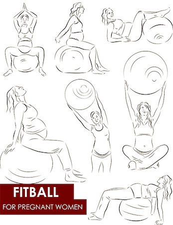 Vector set of a pregnant woman going in for sports Stock Photo - Budget Royalty-Free & Subscription, Code: 400-07036697