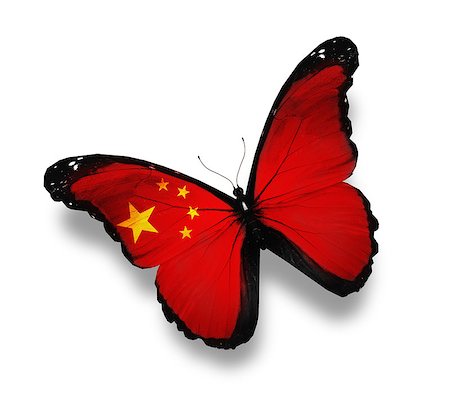 Chinese flag butterfly, isolated on white Stock Photo - Budget Royalty-Free & Subscription, Code: 400-07036729