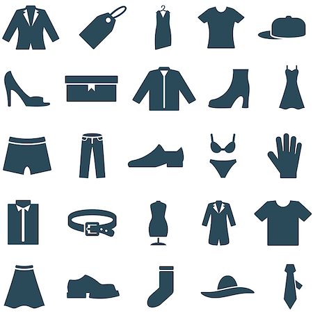 simsearch:400-04374423,k - Set vector icons clothes and accessories. Collection of icons can be used in web design, mobile applitsations, for decoration shops. The file is EPS10 format, can be increased without loss of quality. Stock Photo - Budget Royalty-Free & Subscription, Code: 400-07036952