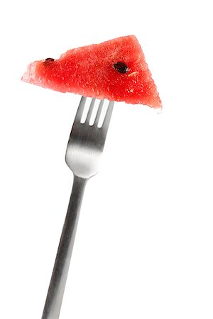 Watermelon and fork on white background Stock Photo - Budget Royalty-Free & Subscription, Code: 400-07037033