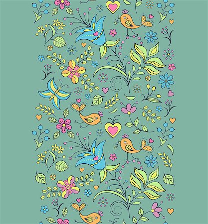 simsearch:400-07053049,k - Vector illustration of seamless pattern with abstract flowers.Floral background Foto de stock - Royalty-Free Super Valor e Assinatura, Número: 400-07037064