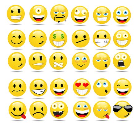 smiley face vector - Vector set of glossy Emoticons Stock Photo - Budget Royalty-Free & Subscription, Code: 400-07037252