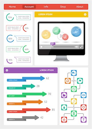 simsearch:400-06867961,k - Ui, infographics and web elements including flat design. EPS10 vector illustration. Stock Photo - Budget Royalty-Free & Subscription, Code: 400-07037318