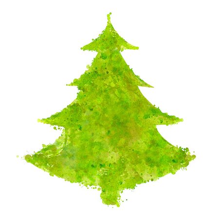 abstract christmas tree with splash texture illustration Stock Photo - Budget Royalty-Free & Subscription, Code: 400-07037368