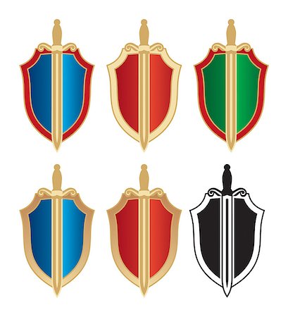 simsearch:400-04870091,k - Vector illustration of different options of sword and shield Photographie de stock - Aubaine LD & Abonnement, Code: 400-07038358