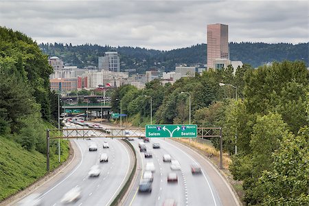 simsearch:400-04748524,k - I-84 to I-5 Interstate Freeway in Portland Oregon with Long Exposure Vehicle Traffic Motion Stock Photo - Budget Royalty-Free & Subscription, Code: 400-07038413