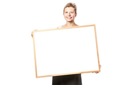 Young, beautiflul woman with blank board, isolated on white background Foto de stock - Super Valor sin royalties y Suscripción, Código: 400-07038546