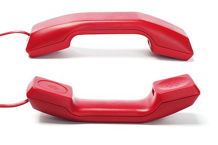 simsearch:400-07038627,k - Two Red Telephone Handsets On White Background Photographie de stock - Aubaine LD & Abonnement, Code: 400-07038625