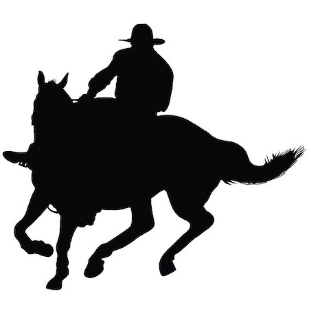 Silhouette of a lone rider wearing a rancher's hat Stock Photo - Budget Royalty-Free & Subscription, Code: 400-07038734