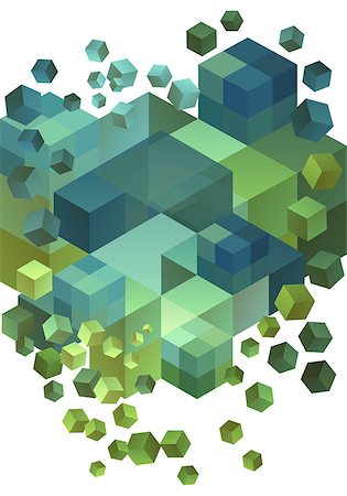 simsearch:400-06074044,k - Abstract green and blue 3D cubes, vector background Stock Photo - Budget Royalty-Free & Subscription, Code: 400-07039466
