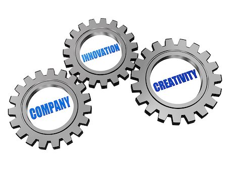 simsearch:400-07089243,k - company, innovation, creativity - business concept words in 3d silver grey gearwheels Stock Photo - Budget Royalty-Free & Subscription, Code: 400-07039504