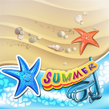 simsearch:400-07039613,k - Summer beach with starfish and sea shells Stock Photo - Budget Royalty-Free & Subscription, Code: 400-07039578