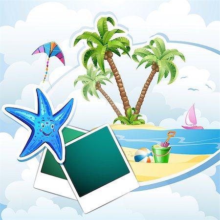 simsearch:400-07039613,k - Summer beach with palm trees and starfish Stock Photo - Budget Royalty-Free & Subscription, Code: 400-07039586