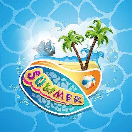 simsearch:400-07039613,k - Summer beach with palm trees Stock Photo - Budget Royalty-Free & Subscription, Code: 400-07039608