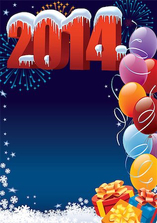 red colour background with white fireworks - New Year 2014 decoration with copy space for your message Stock Photo - Budget Royalty-Free & Subscription, Code: 400-07039653