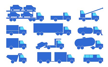 Types of trucks are on the white background. Stockbilder - Microstock & Abonnement, Bildnummer: 400-07039896