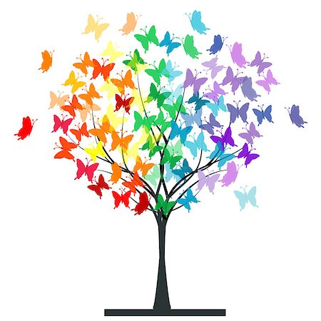 simsearch:400-04725012,k - Butterflies rainbow tree Stock Photo - Budget Royalty-Free & Subscription, Code: 400-07032389