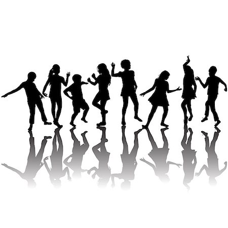 simsearch:400-07924004,k - Group of children silhouettes dancing Photographie de stock - Aubaine LD & Abonnement, Code: 400-07032394