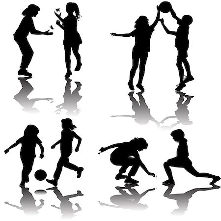 Group of playing children silhouettes Stock Photo - Budget Royalty-Free & Subscription, Code: 400-07032396