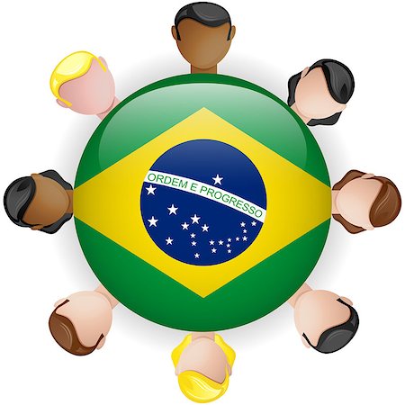Brazil Flag Button Teamwork People Group - Vector Stock Photo - Budget Royalty-Free & Subscription, Code: 400-07032417