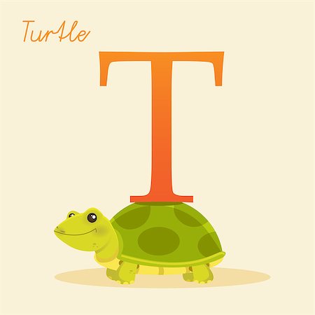 Animal alphabet with turtle,  vector illustration Fotografie stock - Microstock e Abbonamento, Codice: 400-07032429