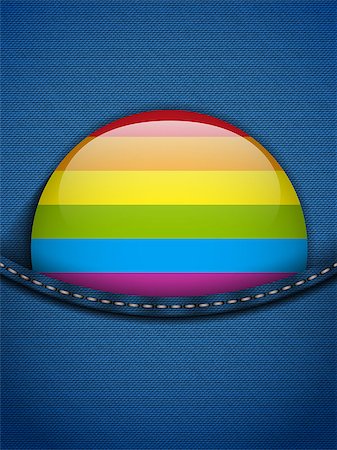 simsearch:400-05145540,k - Vector - Gay Flag Button on Jeans Fabric Texture Stock Photo - Budget Royalty-Free & Subscription, Code: 400-07032469