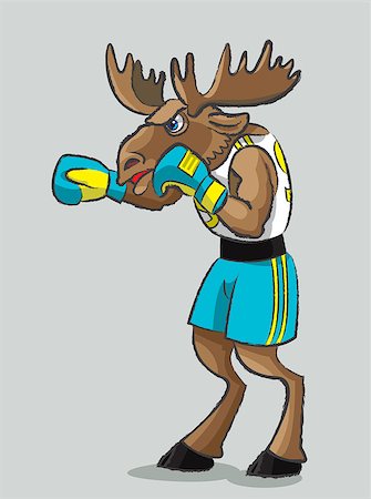 simsearch:400-07036748,k - The mighty elk is in a boxing form and gloves Foto de stock - Royalty-Free Super Valor e Assinatura, Número: 400-07032554