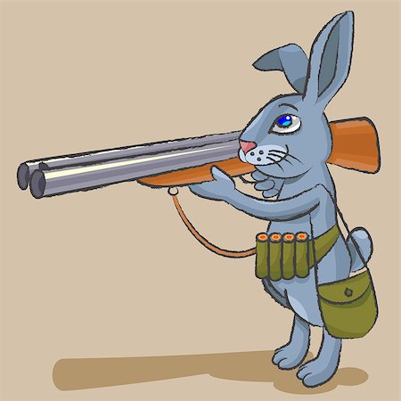 The cheerful hare holds big a hunting rifle and is going to shoot Photographie de stock - Aubaine LD & Abonnement, Code: 400-07032555