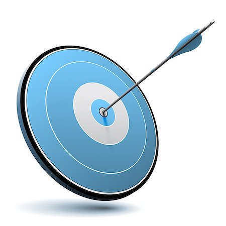 One arrow hit the center of a blue target, vector image suitable for business or marketing logo. Stock Photo - Budget Royalty-Free & Subscription, Code: 400-07032560