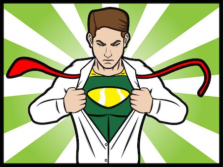 person opening shirt - A cartoon comic style of a man torn his shirt and transformed into a superhero Stock Photo - Budget Royalty-Free & Subscription, Code: 400-07032698