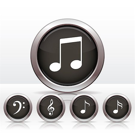 Set buttons with music note icon. Vector illustration Stock Photo - Budget Royalty-Free & Subscription, Code: 400-07032717