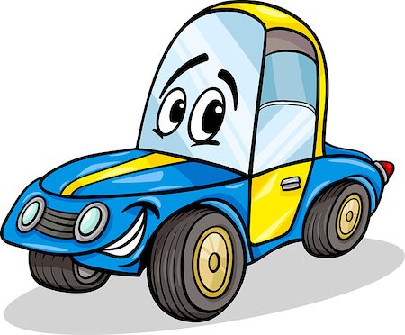 simsearch:400-08612289,k - Cartoon Illustration of Funny Racing Car Vehicle Comic Mascot Character Stock Photo - Budget Royalty-Free & Subscription, Code: 400-07032767