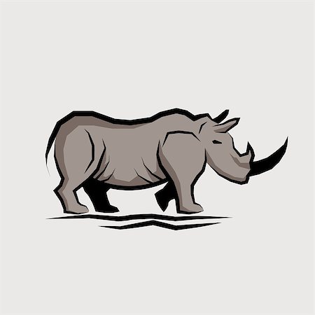 schwarzes nashorn - Wild Rhino Vector illustration. Foto de stock - Super Valor sin royalties y Suscripción, Código: 400-07032907