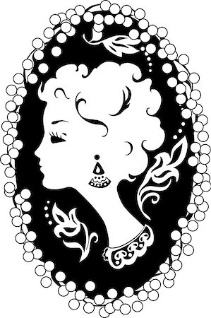 Woman silhouette vintage profile  in cameo Stock Photo - Budget Royalty-Free & Subscription, Code: 400-07032974