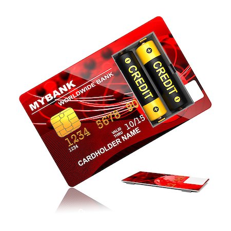 simsearch:400-07032988,k - Credit Concept. Red Credit Card with Batteries that say "Overdraft". Stock Photo - Budget Royalty-Free & Subscription, Code: 400-07033015