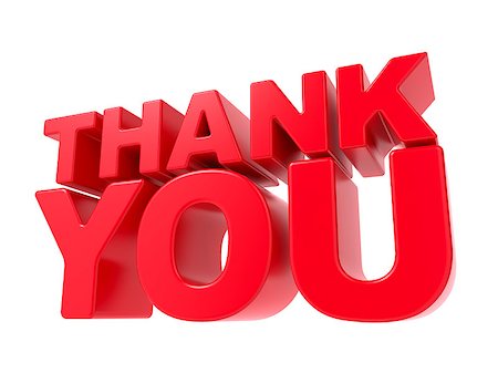Thank You - Red 3D Text. Isolated on White Background. Stock Photo - Budget Royalty-Free & Subscription, Code: 400-07033017