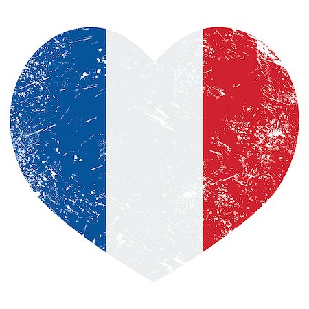 French heart shaped vintage flag - grunge style Photographie de stock - Aubaine LD & Abonnement, Code: 400-07033042