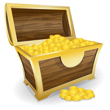Vector illustration of treasure chest with gold coin Stock Photo - Budget Royalty-Free & Subscription, Code: 400-07033067