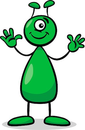 simsearch:400-07034082,k - Cartoon Illustration of Funny Alien or Martian Comic Character with One Eye Fotografie stock - Microstock e Abbonamento, Codice: 400-07033115