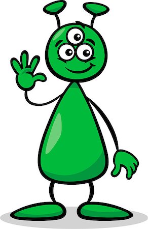 simsearch:400-07034082,k - Cartoon Illustration of Funny Alien or Martian Comic Character with Three Eyes Fotografie stock - Microstock e Abbonamento, Codice: 400-07033116