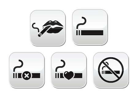 risk of death vector - Vector buttons set - smoking cigarettes, forbidden smoking sign isolated on white Stock Photo - Budget Royalty-Free & Subscription, Code: 400-07033157