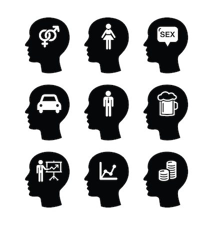 simsearch:400-07976631,k - What men think of - black icons set isolated on white Foto de stock - Royalty-Free Super Valor e Assinatura, Número: 400-07033224
