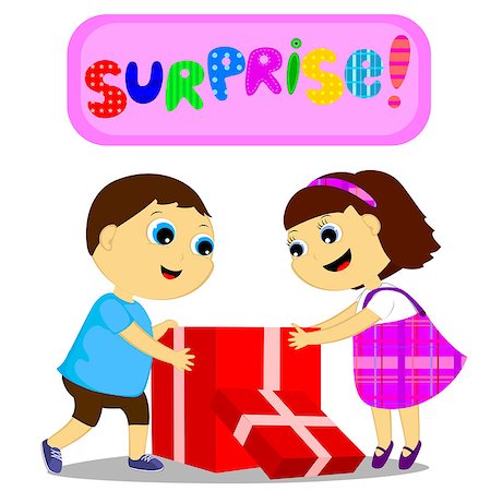 little kids look in the box and wait surprise Stock Photo - Budget Royalty-Free & Subscription, Code: 400-07033297