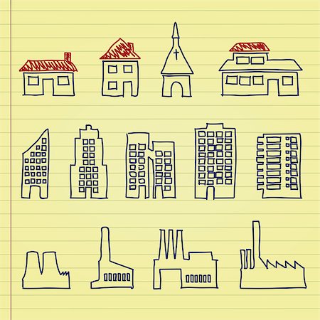 silhouettes apartment - vector set of buildings Stock Photo - Budget Royalty-Free & Subscription, Code: 400-07033344