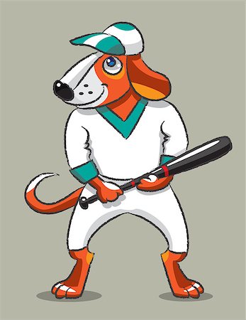 The clever puppy the baseball player to be going to return a ball a baseball bat Photographie de stock - Aubaine LD & Abonnement, Code: 400-07033364