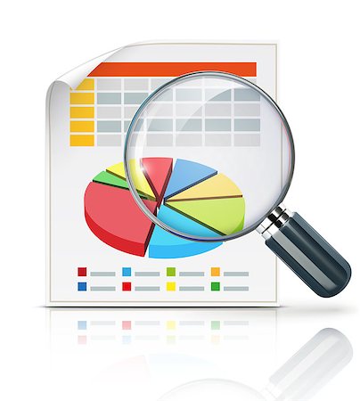 simsearch:400-06459515,k - Vector illustration of business concept with finance graphs and magnifying glass Stock Photo - Budget Royalty-Free & Subscription, Code: 400-07033528